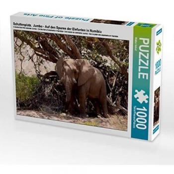 CALVENDO Puzzle Schattenplatz. Jumbo - Auf den Spuren der Elefanten in Namibia 1000 Teile Lege-Größe 64 x 48 cm