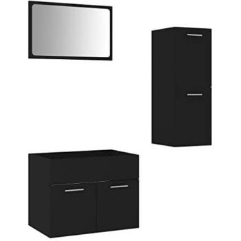 Black Engineered Wood Bathroom Furniture Set by vidaXL
