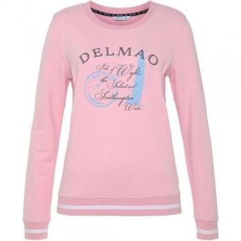 Delmao Soft‑Fit Sweatshirt mit Kontraststreifen in den Bündchen