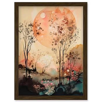 A4 Misty Riverside Sunset Watercolor Art Print