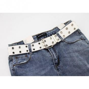 7 Farben! 105cm Zweireihiger Gürtel aus solider Leinwand für Jeans und Hosen
