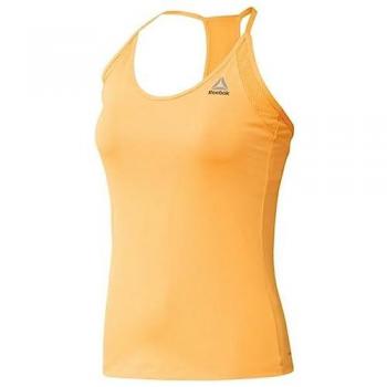 Camiseta Reebok Workout Ready Tri Back sin mangas Naranja XL Mujer