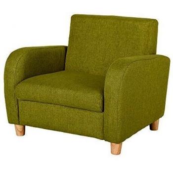 Mini Green Armchair for Kids (Wood Frame)