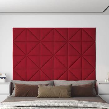 VIDAXL Pannelli Murali 12 pz Rosso Vino 30x30 cm Velluto 0,54 m