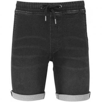 Wombat Herren Jeans-Shorts Schwarz mit Kordelzug