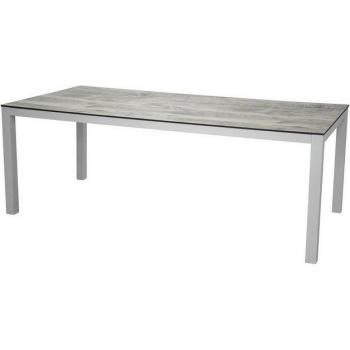 Vitt Aluminium och Grått HPL Rektangulärt Llama Bord – 205 x 100 cm