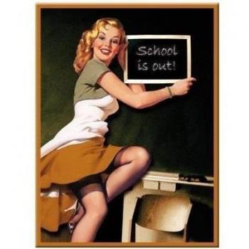 Nostalgischer Pin-Up Schulabschluss Magnet 6 x 8 cm