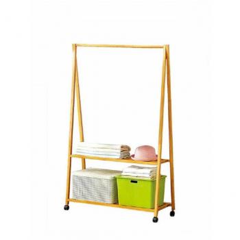 Stender Appendiabiti Singolo in Legno di Bambù con Mensole 90x150cm