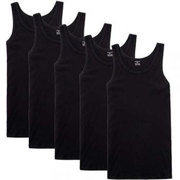 YOUCHAN Canottiera Uomo Set di 5 – Cotone Nero