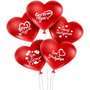 I Love You Printed Heart Balloons 50 Count