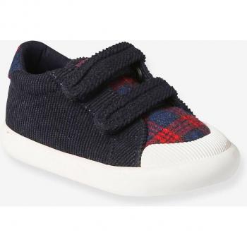 Zapatillas deportivas para bebé con velcro en cuadros azules