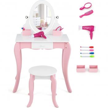 Table de Maquillage Fille avec Miroir Rotatif