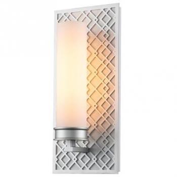Badezimmerlampe Metall Glas 34,3 cm hoch IP44 in Silber Weiß E27 eckig Vintage Design