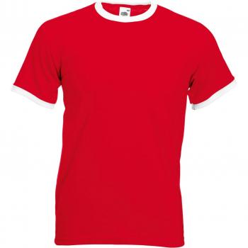 Fruit Of The Loom Mens Ringer Short Sleeve T-Shirt - Red/White - 2XL