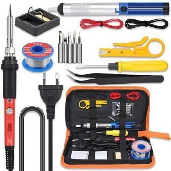 Vastar Profi-Lötkolben Kit für Elektrotechnik – Einstellbare Temperatur, Entlöten-Pumpe