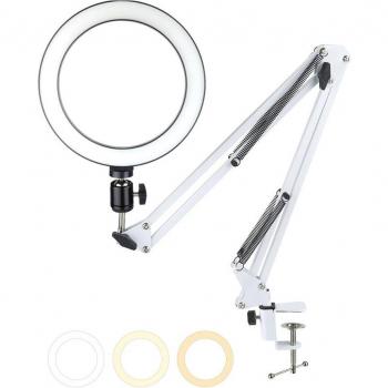 Lampe Anneau LED Dimmable 3 Couleurs avec Support pour Téléphone