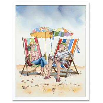 Golden Wave Retreat: Elderly Couple at the Shore