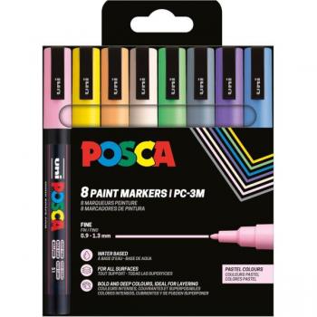 Set de 8 feutres Posca - Couleurs pastel - Pointe conique