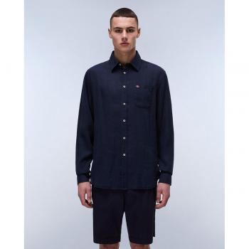 Napapijri Herrenblau: G‑Linen L/S Hemd XL Blau