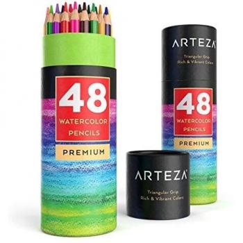 ARTEZA Lápices de colorear acuarelables, 48 colores, para técnicas de acuarela