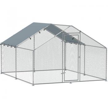 PawHut Gallinero Exterior de 5–8 Gallinas – Acero Plata con Protección UV