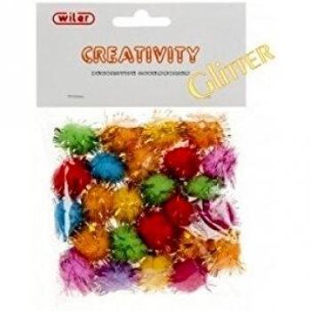 Pompon con Glitter Colori Assortiti 20mm - Wiler POM020G