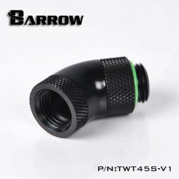 Barrow 45-Degree Rotary Fitting Adapter - G1/4'' Thread - Black, White, Silver