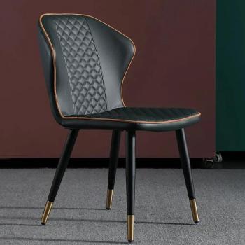 Dark Green Modern PU Leather Wingback Dining Chair Set with Carbon Steel Legs (2-Pack)