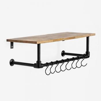 Porte‑Manteau Mur avec Étagère Jensin en Manguier et Acier