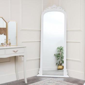 MELODYMAISON Tall White Ornate Mirror 80cm x 180cm