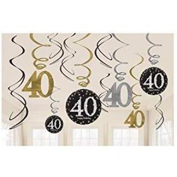 Decorazioni A Spirale 40° Compleanno - Colore Oro