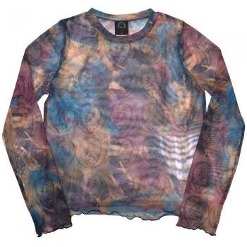 Stealy All-Over Print Mesh Crop Top – Purple