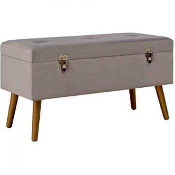 Panca contenitore 80 cm in velluto grigio