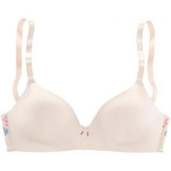 Lascana Bralette „Blumenpracht“ – 75D, Puder, bunte Spitze, Stickereischnur