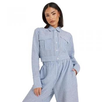 Blue Stripe Petite Linen Top