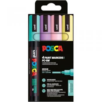 Pochette de 4 marqueurs POSCA - PC5M - Couleurs pastel