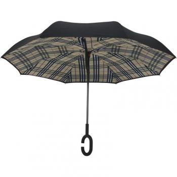 Parapluie inversé pliant double couche avec crochet C pour voiture
