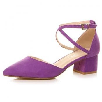 Ajvani Faux Suede Cross‑Strap Midheel Shoes