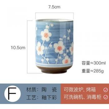 Handgemalte japanische Teetasse aus Keramik, gerade Form, retro Design