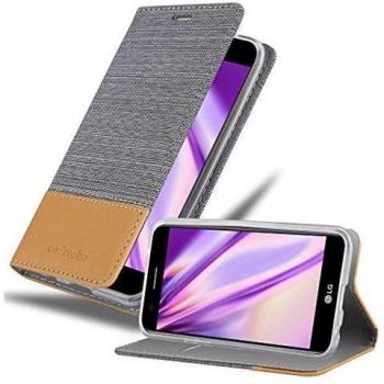 Cubierta Protectora LG K10 2017 Gris Claro Marrón con Tarjetero