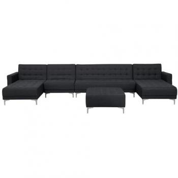 Modular Corner Sofa Bed with Ottoman in Graphite Grey