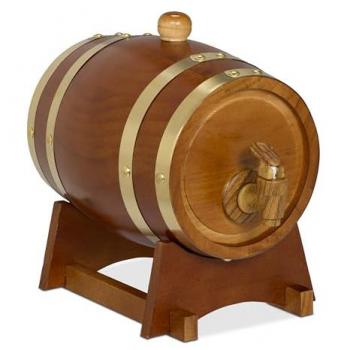 Dark Brown Spirit Decanter – 1.25L Relaxdays Wooden Barrel with Stand & Tap