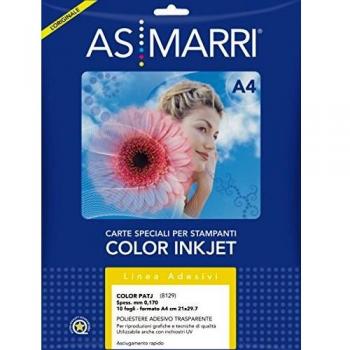 Carta adesiva in poliestere AS Marri - A4 - Permanente - 8129 (Bianco Conf. 10)