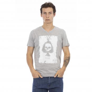 Trussardi Gray V-Neck T-Shirt - L