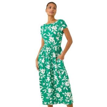 Roman Green Floral Pocket Midi Dress – 18