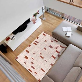 Alfombra interior geométrica beige/caldera 80x150 cm