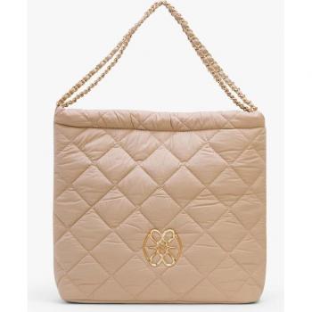 Bolso Tote Acolchado Nylon Beig Cuplé