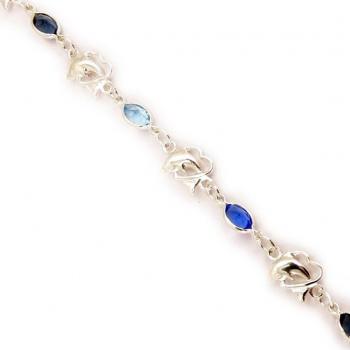 Pulsera 'Delfines' de Plata con Detalles Azules - 7 mm