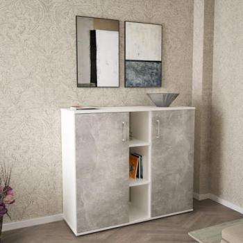 Homeness - Mobiletto credenza da interno ingresso salotto in legno con 2 ante e 12 ripiani Linea Classic - Marrone chiaro