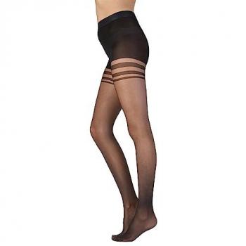 Ultra‑Black 10 Denier Ladder Band Tights